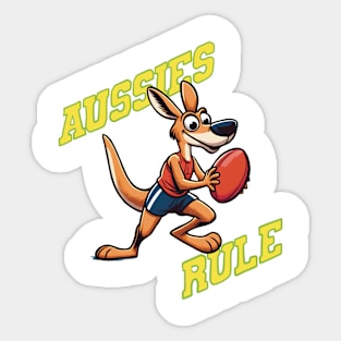 Aussies Rule Cute Funny football Kangaroo Sticker